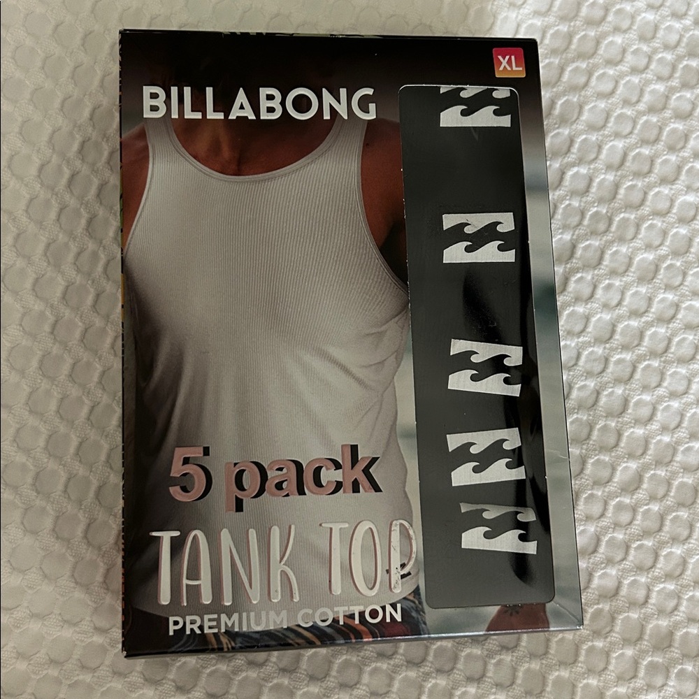 BillABONG NEW 5pk Premium Cotton Ribbed Tank Tops all day wear (BLACK)